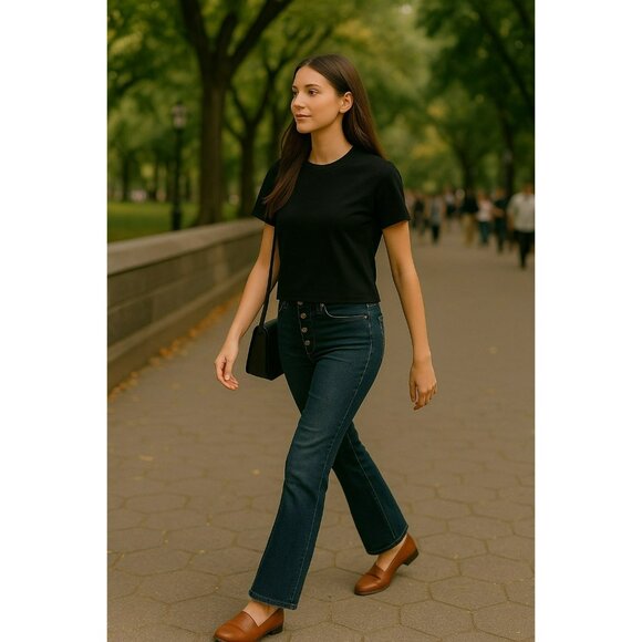 COS Womens Small Short Sleeve T-Shirt Black 100% Cotton - Picture 1 of 9